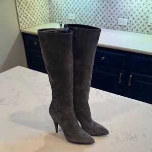 Prada Gray Knee-High Suede Women's Boots
